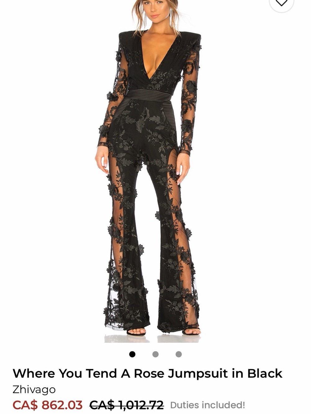 Zhivago Black Floral Lace Plunge Jumpsuit